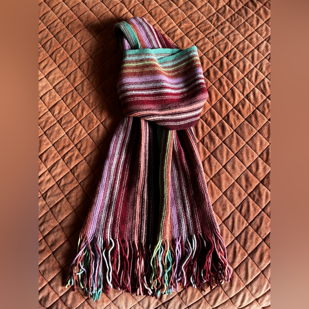 William Brunton hand knits multicolor 100% lambs wool scarf